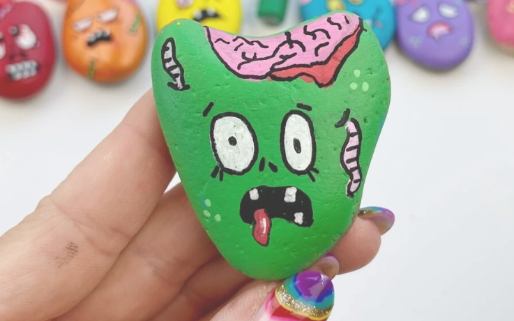 Piedras pintadas de zombi