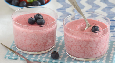 Mousse de queso y frambuesas